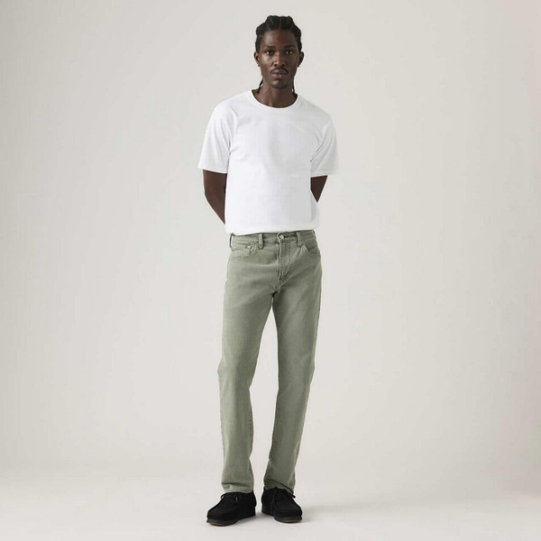Model Wearing Levi's 502 Taper Men's Retro Denim Jeans in Tumbled Sea Glass - Front View