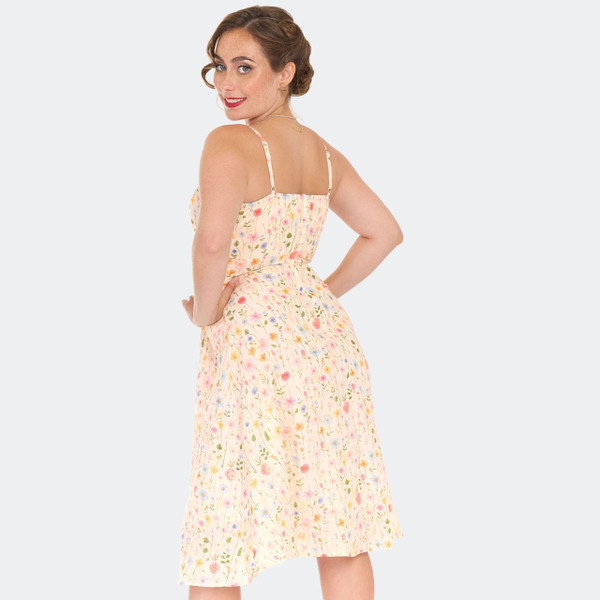 Back of Voodoo Vixen Floral Embroidered Summer 50s Sun Dress