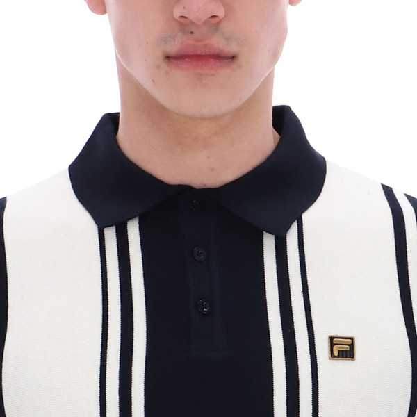 Mod collar on Fila Gold Buddy Retro Bowling Style Polo in Black