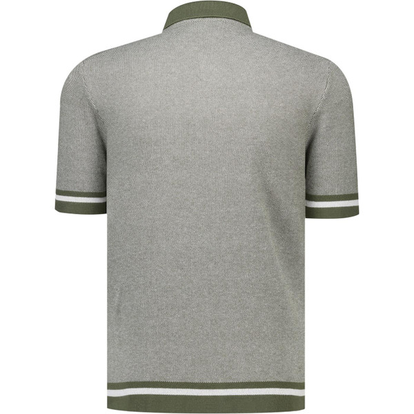 French Connection Mens Knitted Button Through Polo T-Shirt in Beetle Green
