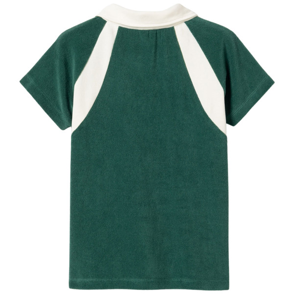 Back of Mademoiselle Yeye Retro 70s Jam Jam Towelling Top in Green