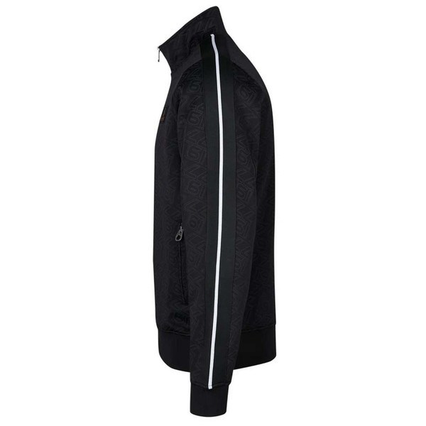 Luke 1977 Conti Men's Retro 90s Overprint taped Sleeve Funnel Neck Track Jacket in Black - Side View