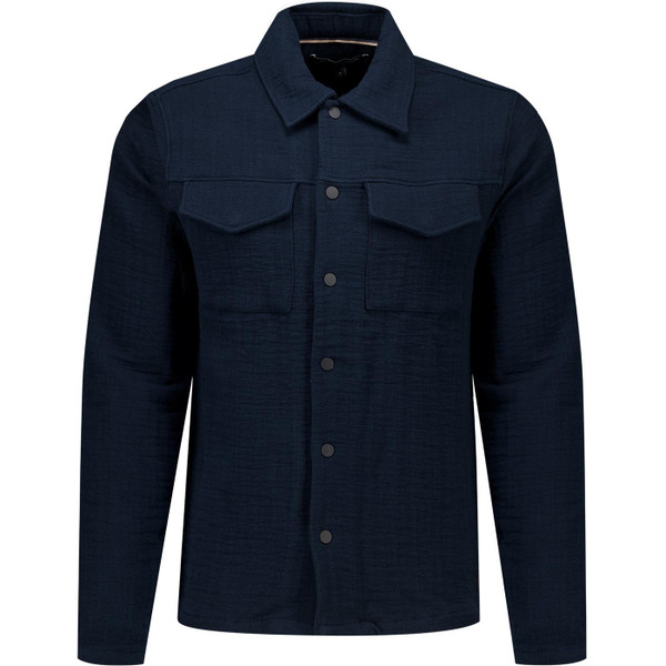 French Connection Mens Stripe Textured Long Sleeve Canvas Shirt in Navy