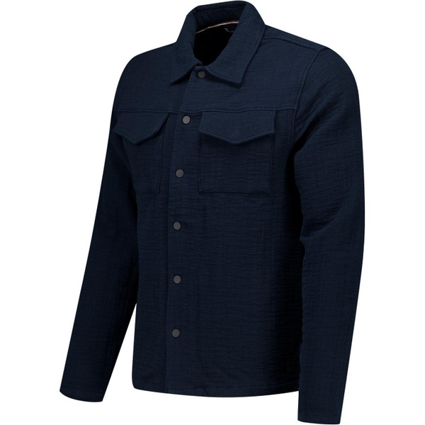French Connection Mens Stripe Textured Long Sleeve Canvas Shirt in Navy
