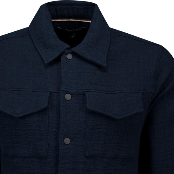French Connection Mens Stripe Textured Long Sleeve Canvas Shirt in Navy