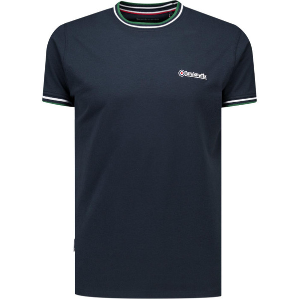 Lambretta Mens Mod Twin Tipped Pique T-Shirt in Navy