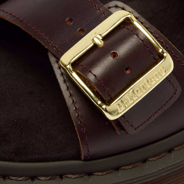 Dr Martens Josef Two Strap Atlas Leather Sandals in Charro - Close Up Buckle