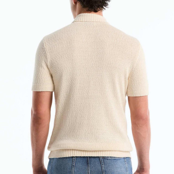 Original Penguin Men's Mod Textured Slub Knitted Polo Shirt in Birch - Back View