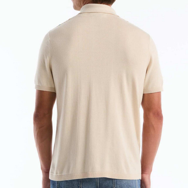 Original Penguin Men's Retro 50s Textured Jacquard Shirt in Birch - Back View