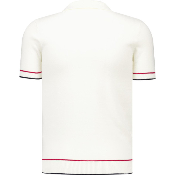 Trojan Records Clothing Mens Racing Stripe Fine Gauge Polo T-Shirt in Ecru