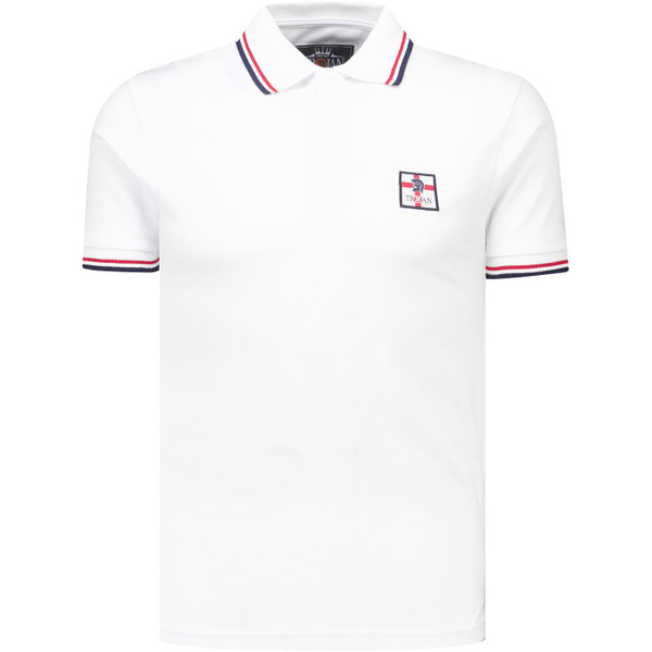 Trojan Records Clothing Mens St George Badge England Pique Polo T-Shirt in White