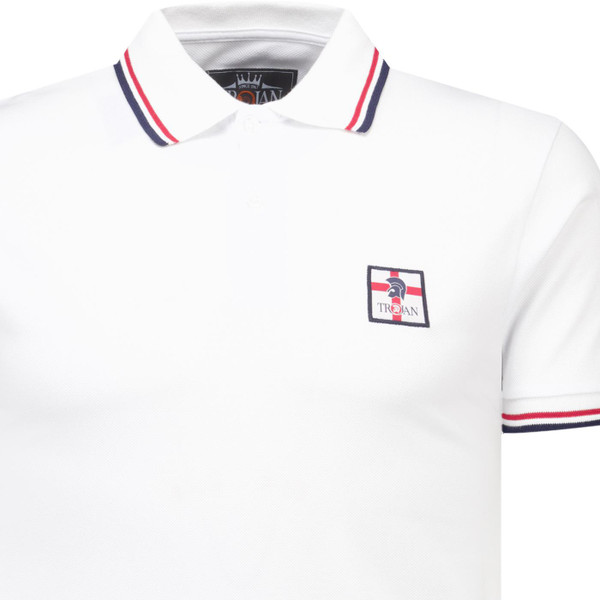 Trojan Records Clothing Mens St George Badge England Pique Polo T-Shirt in White