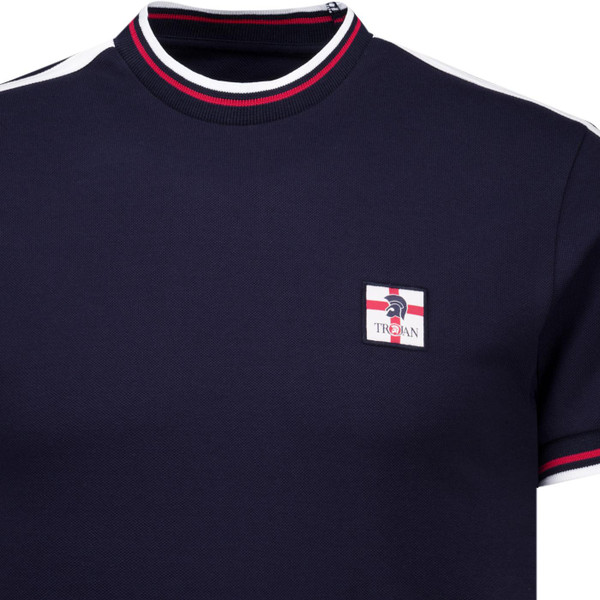 Trojan Records Clothing Mens St George Badge Retro England Pique T-Shirt in Navy