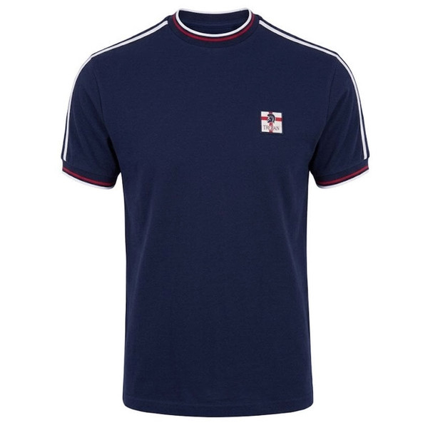 Trojan Records Clothing Mens St George Badge Retro England Pique T-Shirt in Navy