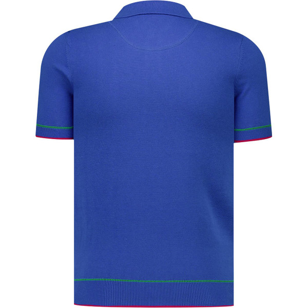 Trojan Records Clothing Mens Racing Stripe Fine Gauge Polo T-Shirt in Cobalt Blue