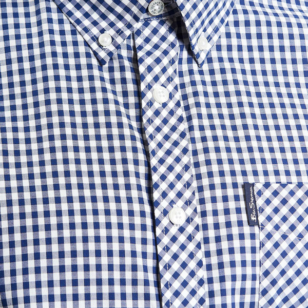 Ben Sherman Signature Short Sleeve Gingham Shirt in Dark Blue 1012491 026 Close Up