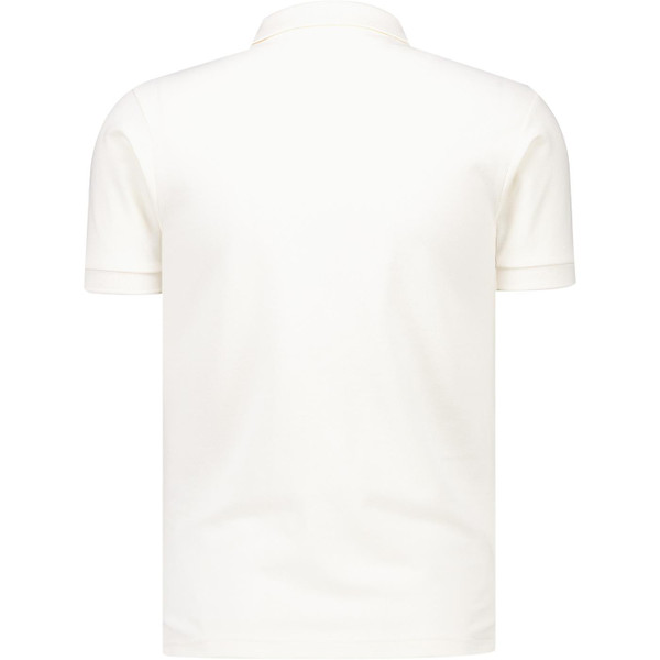 Trojan Records Clothing Mens Chain Stitch Zip Pique Polo T-Shirt in Ecru