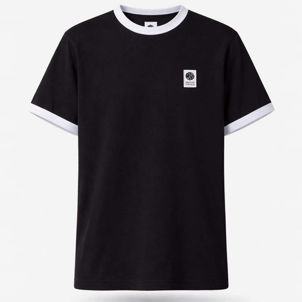Pretty Green Melrose Men's Retro Badged Ringer T-shirt in Black