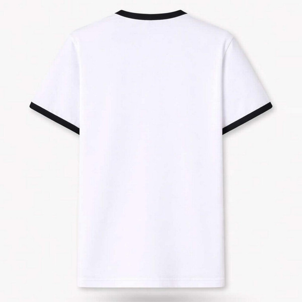 Pretty Green Melrose Men's Retro 90s Chest Badge Ringer T-shirt in White - Back View