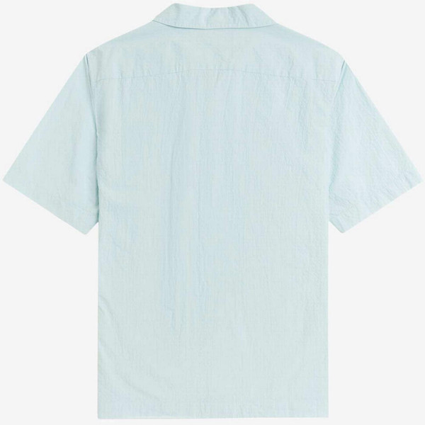 Fred Perry Men's Retro 70s Seersucker Resort Collar Shirt in Light Ice - Back View