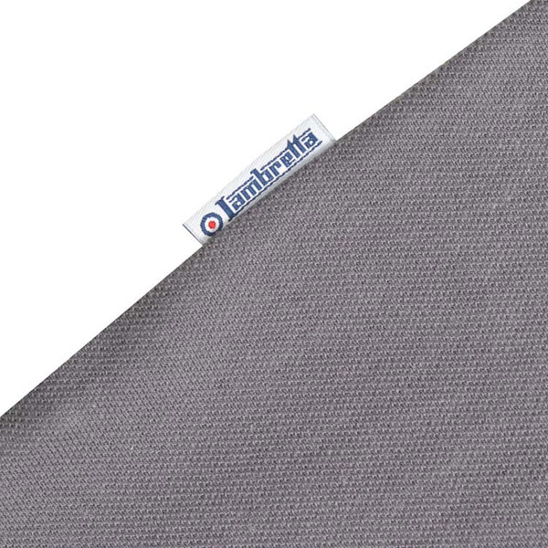 Side tab on Lambretta Mens Yarn Dyed Vertical Stripe Classic Pique Polo T-Shirt in Iron Grey