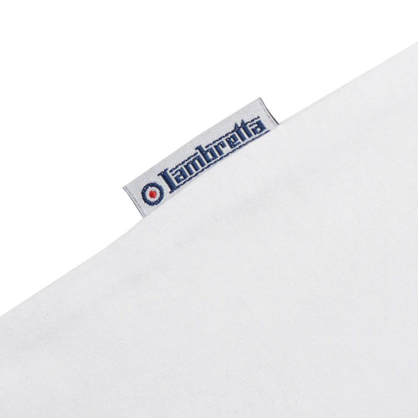 Side tab on Lambretta Mens Mod Target Band Chest Graphic T-Shirt in White