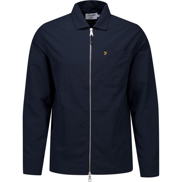 Farah Vintage Mens Fintoni Ripstop Nylon Zip Overshirt Jacket in Navy