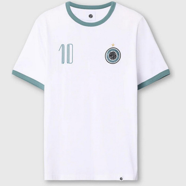 Pretty Green Outro Football Ringer T-shirt in White - Main Front Flat