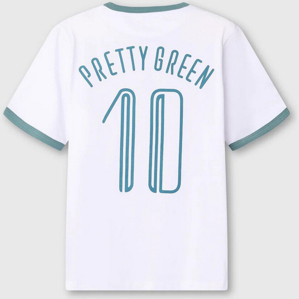 Pretty Green Outro Football Ringer T-shirt in White - Back Flat