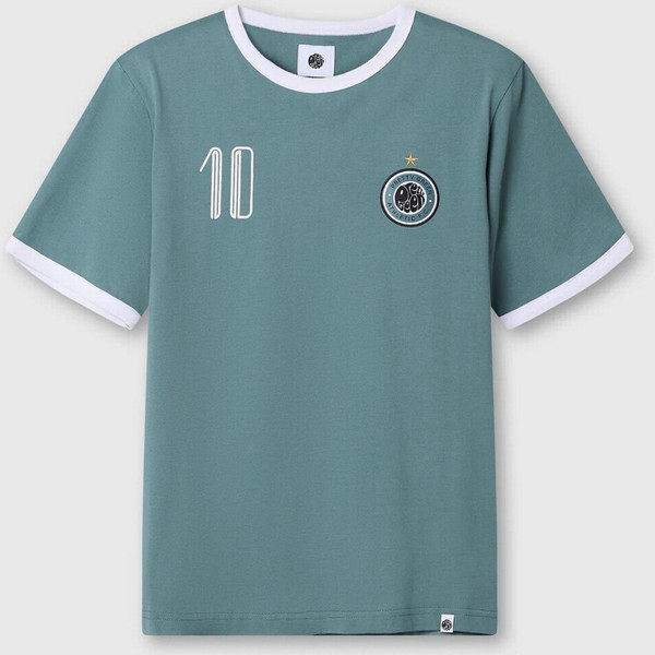 Pretty Green Outro Football Ringer T-shirt in Blue- Main Front Flat