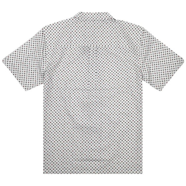 Merc London Imrie Geo Grid Camp Collar Shirt in Off White - Back Flat