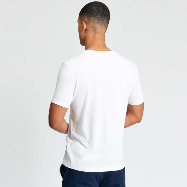 Man Wearing Ben Sherman Men's Retro Signature Logo T-shirt in White Back View