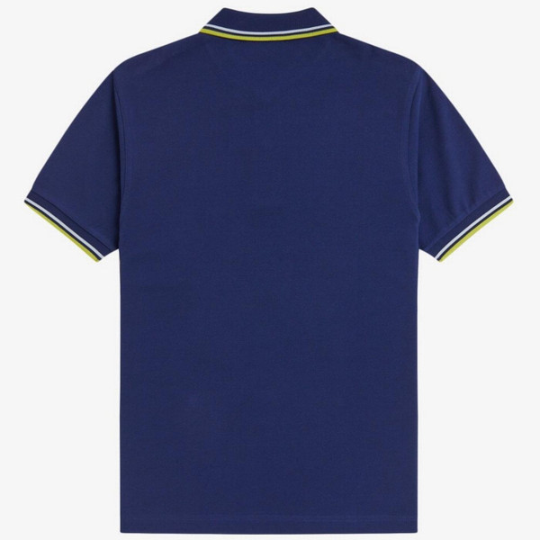 Fred Perry M3600 Mod Twin Tipped Polo Shirt in French Navy/Dusky Blue - Back Image Flat