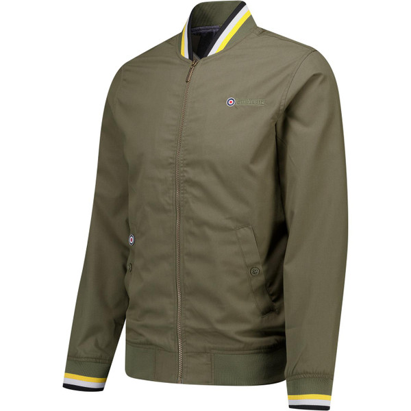Lambretta Mens Triple Tipped 70s Mod Zip Monkey Jacket in Khaki Green