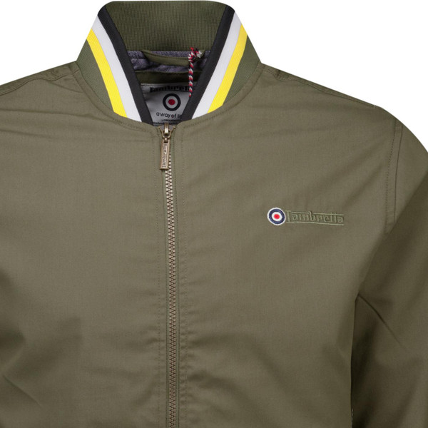 Lambretta Mens Triple Tipped 70s Mod Zip Monkey Jacket in Khaki Green