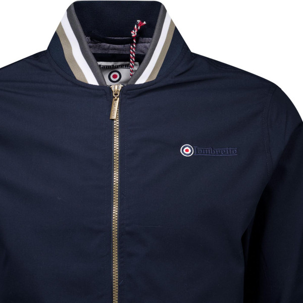 Lambretta Mens Triple Tipped 70s Mod Zip Monkey Jacket in Dark Navy