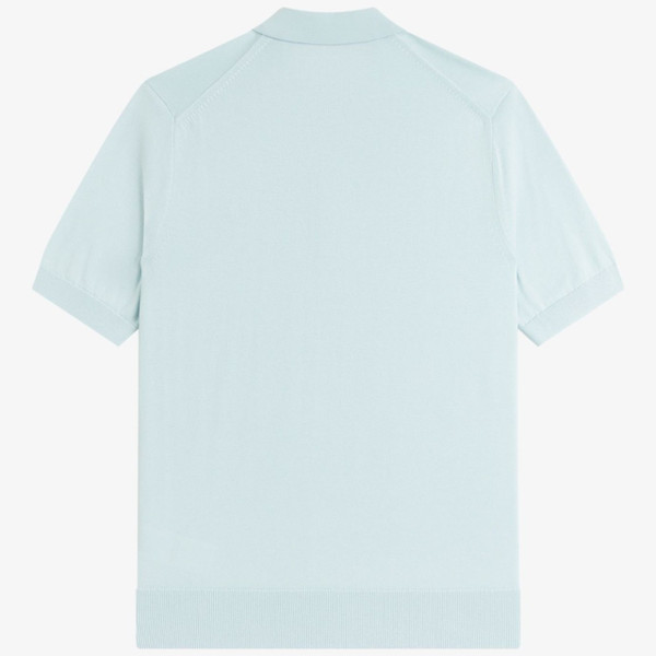 Fred Perry Long Staple Cotton Knitted Polo Shirt in Light Ice - Back  Flat