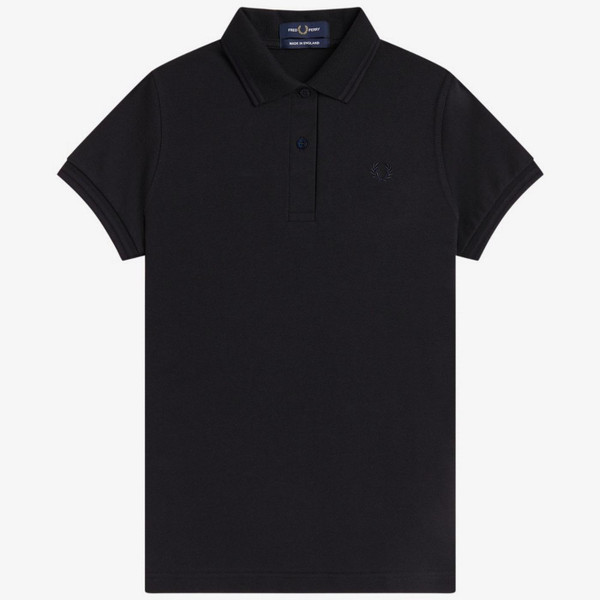 Fred Perry G12 Women Made In England Tonal Twin Tipped Shirt in Navy - Main Image Front Flat