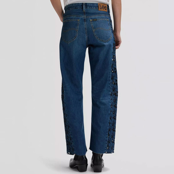 Back of Lee Women's Lee Rider Loose Barrel Jeans in Blue Royalty