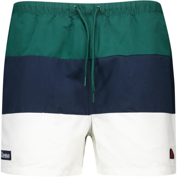 Ellesse Mens Cielo Colour Block Drawstring Swim Shorts in Dark Green Navy and Off White