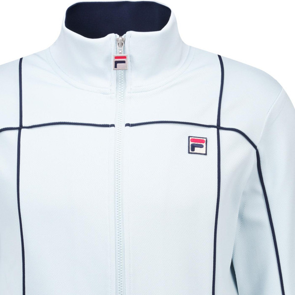 Fila Vintage Mens Armando Contrast Piping Detail Zip Track Top in Skyway Blue