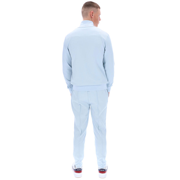 Back of Fila Vintage Mens Armando Contrast Piping Detail Zip Track Top in Skyway Blue