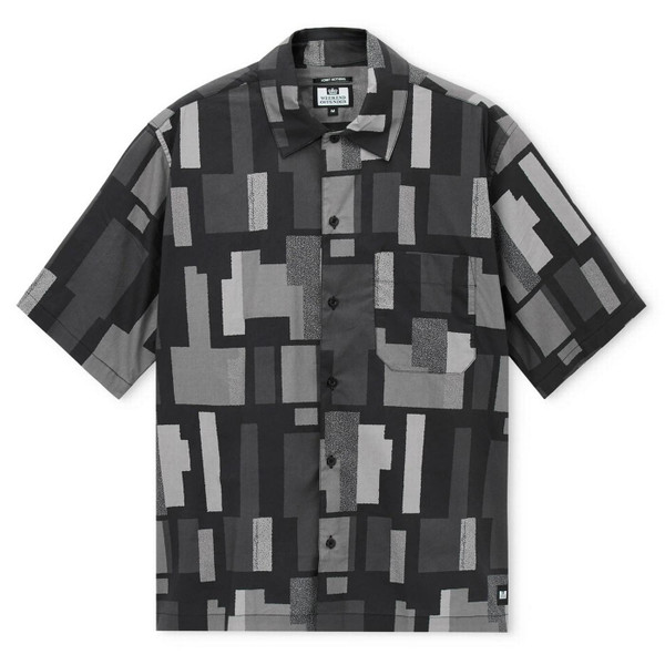 Weekend Offender Ouzou Terrain Print Short Sleeve Shirt in Black - Main Image Front Flat