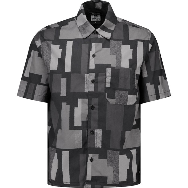 Weekend Offender Mens Ouzou Terrain Print Short Sleeve Shirt in Black