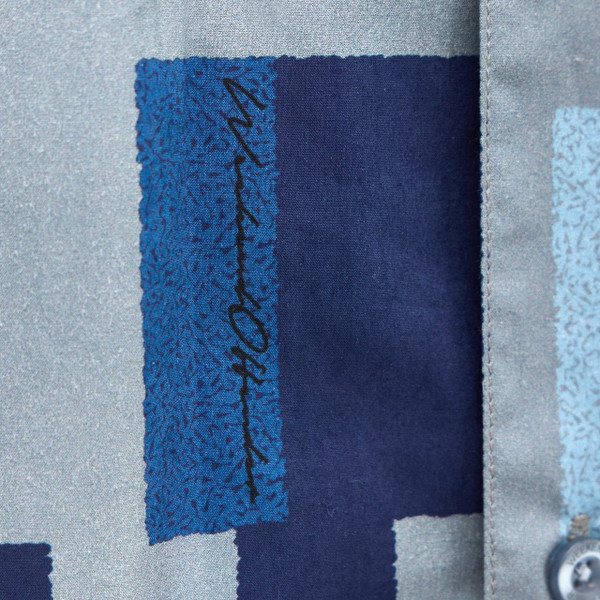 Weekend Offender Ouzou Terrain Print Short Sleeve Shirt in Smokey Grey -  Signature Branding Close Up