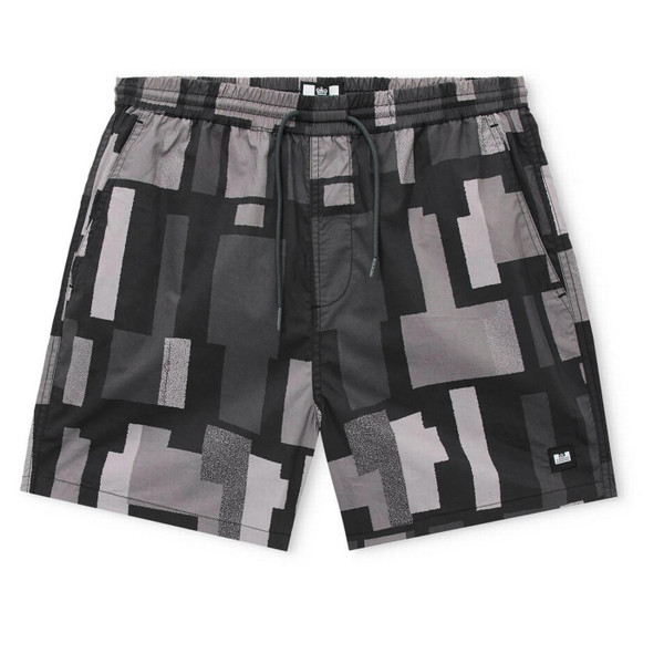 Weekend Offender Ouzou Terrain Block Print Summer Shorts in Black - Main Image Front Flat