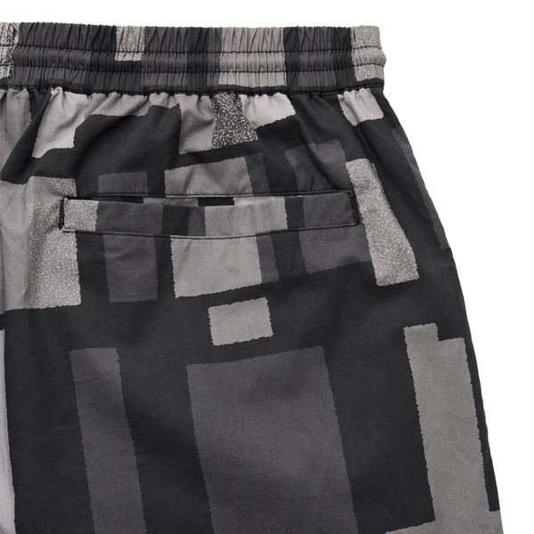 Weekend Offender Ouzou Terrain Block Print Summer Shorts in Black - Rear Welt Pocket Close Up