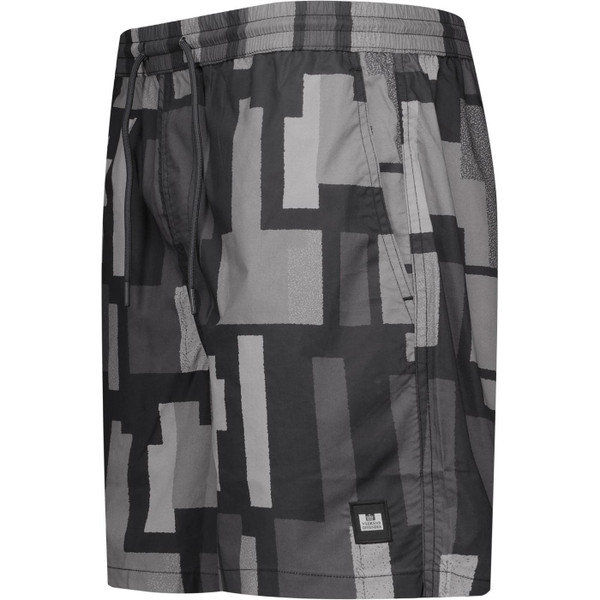 Weekend Offender Mens Ouzou Terrain Block Print Summer Shorts in Black