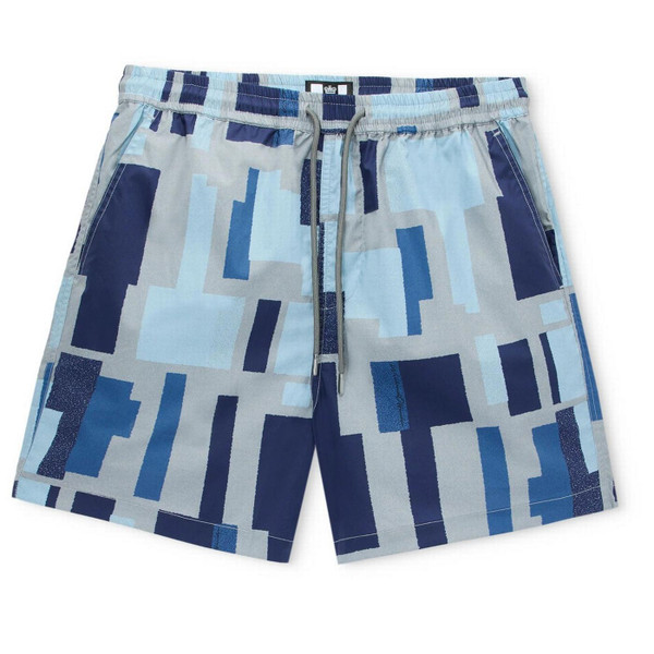 Weekend Offender Ouzou Terrain Block Print Summer Shorts in Smokey Grey - Main Image Front Flat