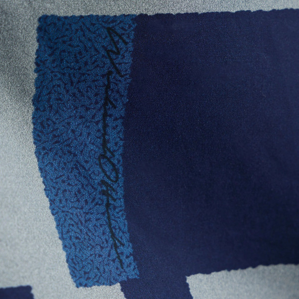 Weekend Offender Ouzou Terrain Block Print Summer Shorts in Smokey Grey - Signature Branding Close Up